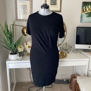 Ribbed knit gathered dress